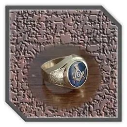 MR01400A-9ct Yellow Gold Synthetic Sapphire Masonic Men's Ring.