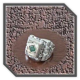 MRGT01500A-Sterling Silver 9ct Gold-Top Emerald Men's Ring.