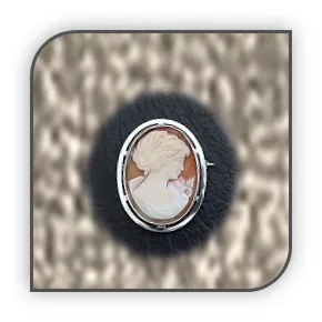 BR00400C-Sterling Silver Cameo Pendant Brooch.