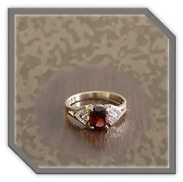 LR01400B-14ct Yellow Gold Garnet Cubic Ladies Ring.