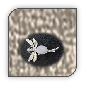 BR00800B-Sterling Silver Opal Brooch.