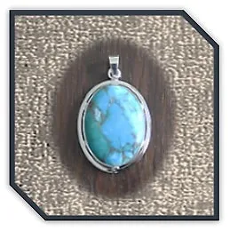 PE00480B-Sterling Silver Turquoise Pendant.