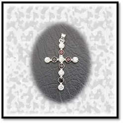 RE00500A-Sterling Silver Garnet Cubic Cross.