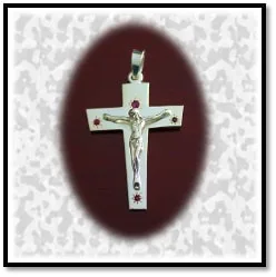 RE00880A-Sterling Silver Ruby Crucifix.