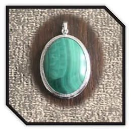 PE00300G-Sterling Silver Malachite Pendant.