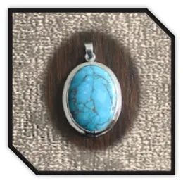 PE00500B-Sterling Silver Turquoise Pendant.