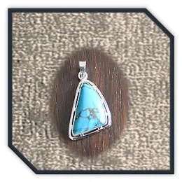 PE00350B-Sterling Silver Turquoise Pendant.
