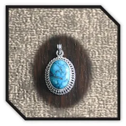 PE00250D-Sterling Silver Turquoise Pendant.