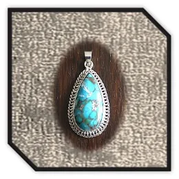 PE00480A-Sterling Silver Turquoise Pendant.