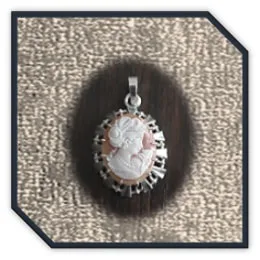 PE00250G-Sterling Silver Cameo Pendant.