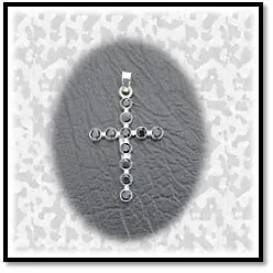 RE00750A-Sterling Silver Sapphire Cross.