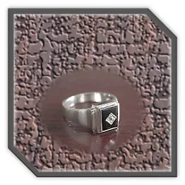 MR00200T-Sterling Silver Onyx Men's Ring.
