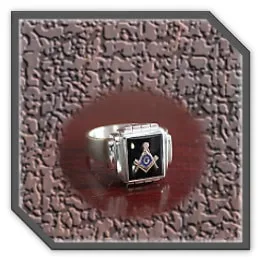 MR00250C-Sterling Silver Onyx Masonic Men's Ring.