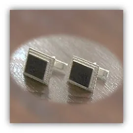 CL00180B-Sterling Silver Onyx Cufflinks.