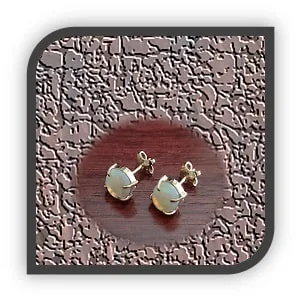 ES00950A-9ct Yellow Gold Semi Black Opal Studs.