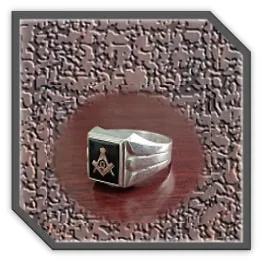 MR00200AI-Sterling Silver Onyx Masonic Men's Ring.