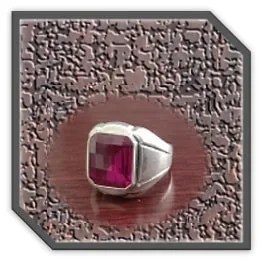 MR00220K-Sterling Silver Synthetic Ruby Men's Ring.