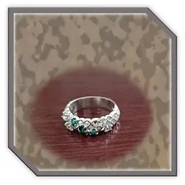 LR00220A-Sterling Silver Gilson Emerald Cubic Ladies Ring.