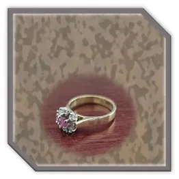 LR03000E-18ct Yellow Gold Diamond Ruby Ladies Ring.