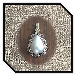 PE01100A-9ct Yellow Gold Pearl Ruby Pendant.