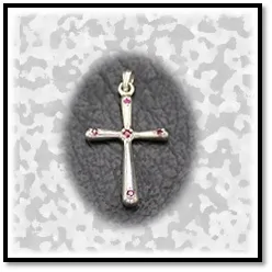 RE00550A-Sterling Silver Ruby Cross