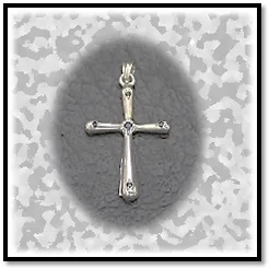 RE00250A-Sterling Silver Sapphire Cross.