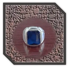MR00240E-Sterling Silver Synthetic Sapphire Men's Ring.