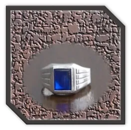 MR00200H-Sterling Silver Synthetic Sapphire Men's Ring,