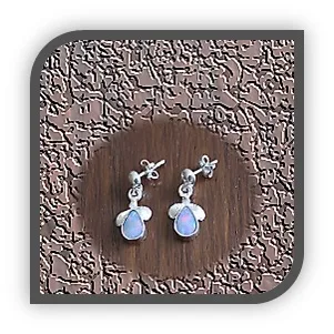 ER00250B-Sterling Silver Opal Earrings.