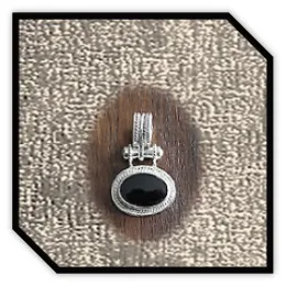 PE00400M-Sterling Silver Pearl Onyx Pendant.