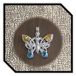 PE00300I-Sterling Silver Cubic Butterfly Pendant.