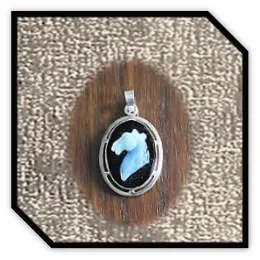PE00250B-Sterling Silver Opal Cameo Pendant.