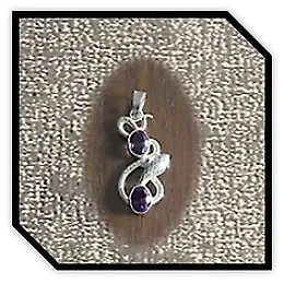 PE00280B-Sterling Silver Amethyst Snake Pendant.