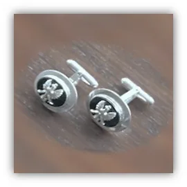 CL00350B-Sterling Silver Onyx Cufflinks.